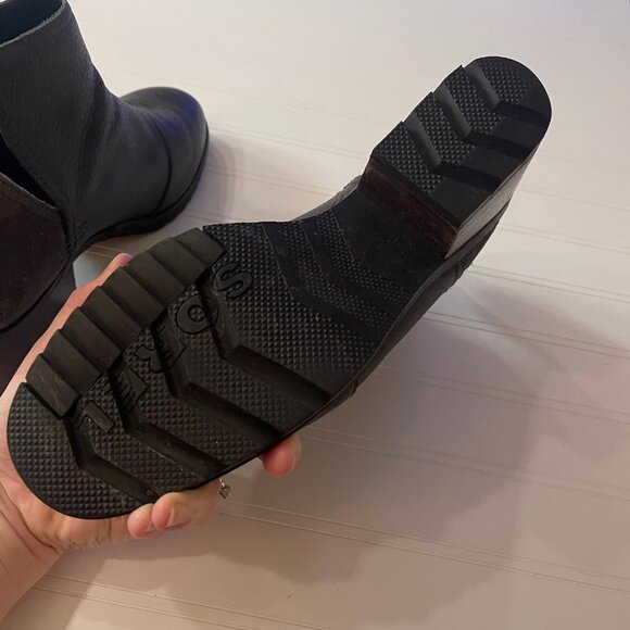 Sorel Women’s 10 Cate Cut Out Black Brown Leather Slip On Ankle Boots T15 - Picture 9 of 14